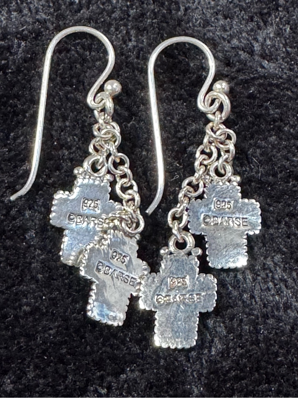 Studio Barse Sterling SilverTurquoise Cross Dangle Earrings - Picture 2 of 3
